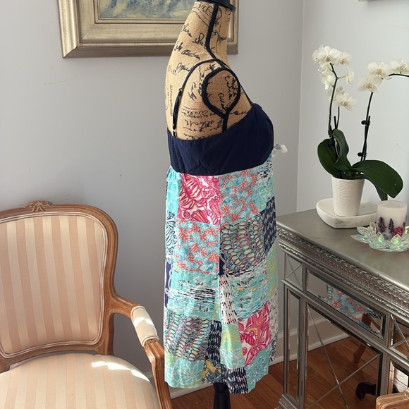 LILLY PULITZER Spring dress sundress navy blue white corset nautical L 10 12 - Picture 6 of 12